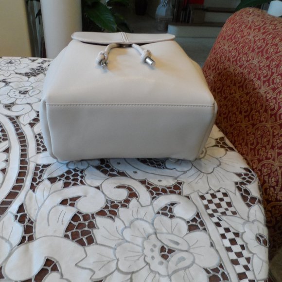 New Zara Ecru Faux Leather Medium Size Backpack